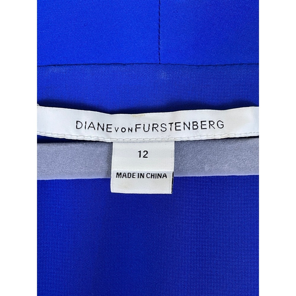 Diane von Furstenberg Wrap Dress Womens 12 Blue Excellent Silk Split Sleeve - Picture 2 of 12